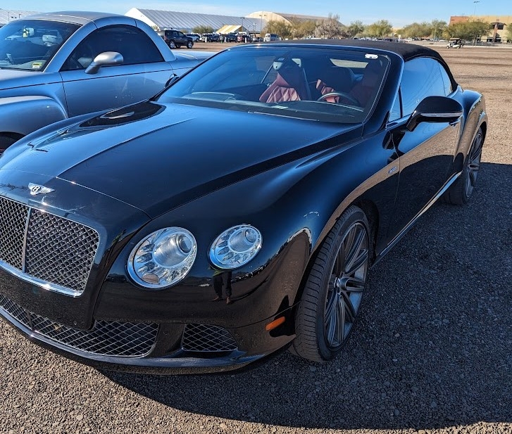 Parking a Bentley was among Laurel's highlights at the Barrett Jackson Car Auction in Scottsdale.