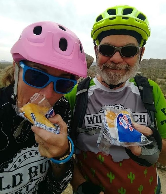 Laurel and Jay scarf down a snack on a Wild Bunch Desert Guides adventure tour.