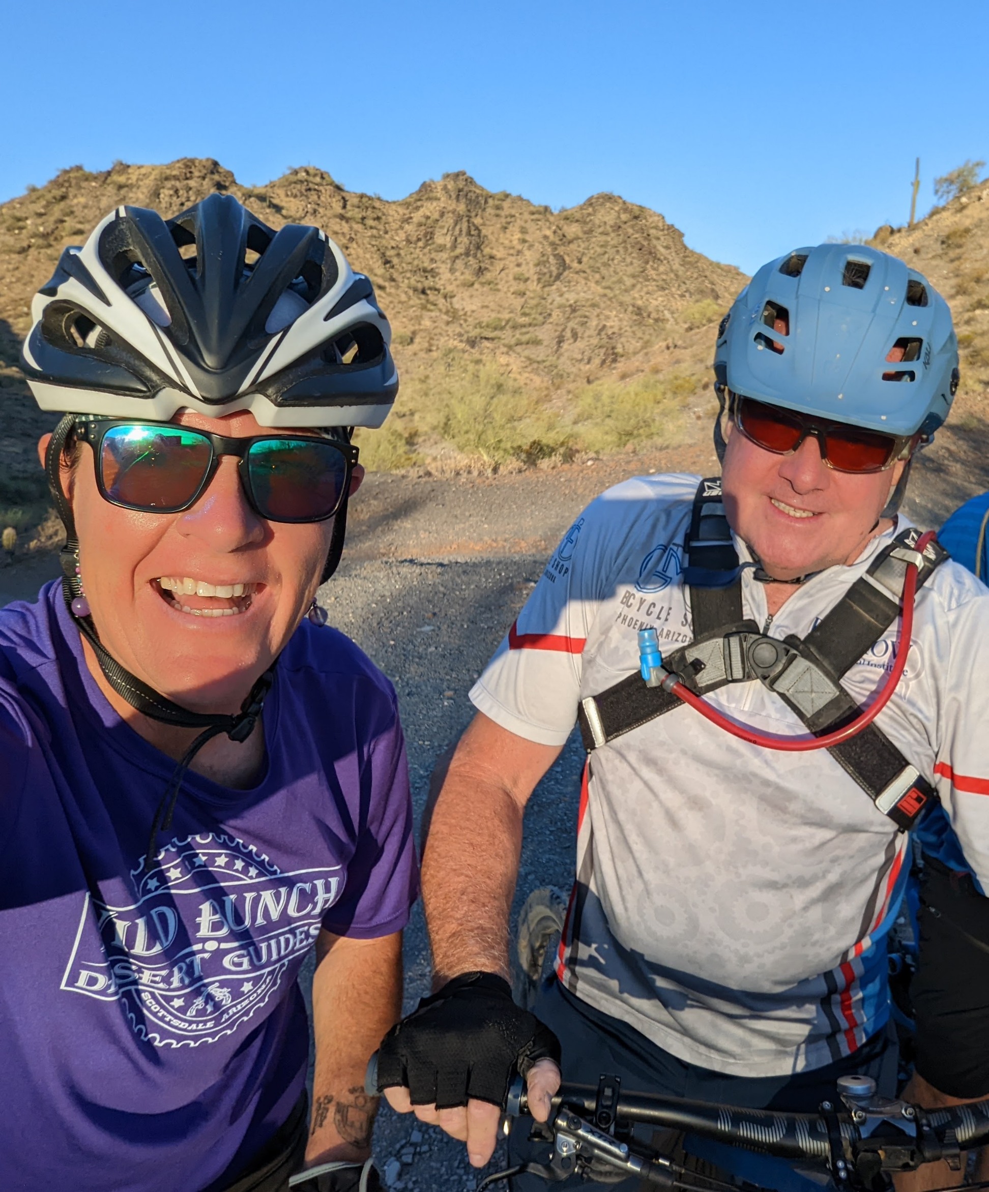 Laurel Darren (left) enjoys a mountain bike ride with Mike Claffey.